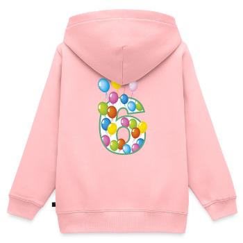 Sixième anniversaire 6 - Sweat Premium à capuche zippé enfant bio - rose - Dos - AI Model Kid Female (0cm)