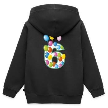 Sechster Geburtstag 6 - Kinder Premium Organic Zip Hoodie - Schwarz - Hinten - AI Model Kid Male (0cm)