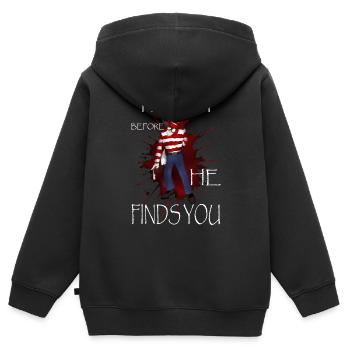 find him before he finds you! - Sweat Premium à capuche zippé enfant bio - noir - Dos - AI Model Kid Male (0cm)