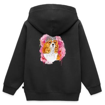 Cavalier KC Spaniel Bella - Kinder Premium Organic Zip Hoodie - Schwarz - Hinten - AI Model Kid Male (0cm)