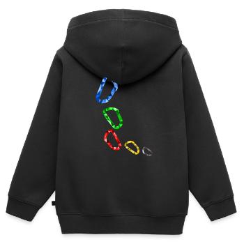 Karabiner - Kinder Premium Organic Zip Hoodie - Schwarz - Hinten - AI Model Kid Male (0cm)