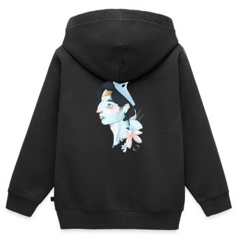 prince de glace (Ise) - Sweat Premium à capuche zippé enfant bio - noir - Dos - AI Model Kid Male (0cm)