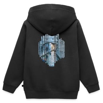 Coupe de Venise - Sweat Premium à capuche zippé enfant bio - noir - Dos - AI Model Kid Male (0cm)