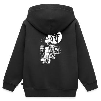 Weißer Samurai - Kinder Premium Organic Zip Hoodie - Schwarz - Hinten - AI Model Kid Male (0cm)