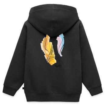 Dessin de tour Eiffel - Sweat Premium à capuche zippé enfant bio - noir - Dos - AI Model Kid Male (0cm)