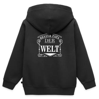 BESTER PAPA - Kinder Premium Organic Zip Hoodie - Schwarz - Hinten - AI Model Kid Male (0cm)