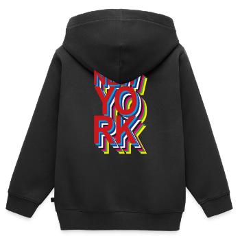 New York - Sweat Premium à capuche zippé enfant bio - noir - Dos - AI Model Kid Male (0cm)