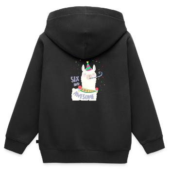 6ème anniversaire - Sweat Premium à capuche zippé enfant bio - noir - Dos - AI Model Kid Male (0cm)