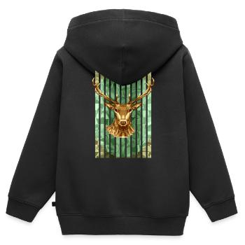 Hirschkönig des Waldes - Kinder Premium Organic Zip Hoodie - Schwarz - Hinten - AI Model Kid Male (0cm)