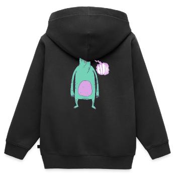Boom Bär Grün - Kinder Premium Organic Zip Hoodie - Schwarz - Hinten - AI Model Kid Male (0cm)