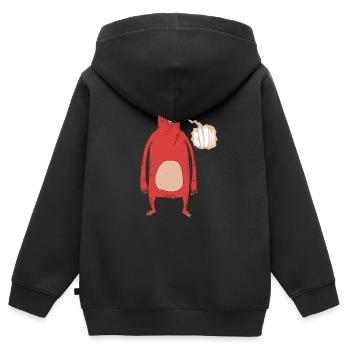 Boombär "Rot" - Kinder Premium Organic Zip Hoodie - Schwarz - Hinten - AI Model Kid Male (0cm)
