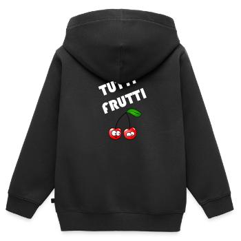 Beliebte Sprueche Tutti Frutti Design - Kinder Premium Organic Zip Hoodie - Schwarz - Hinten - AI Model Kid Male (0cm)