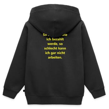 Lustige Sprueche Arbeit 11 - Kinder Premium Organic Zip Hoodie - Schwarz - Hinten - AI Model Kid Male (0cm)