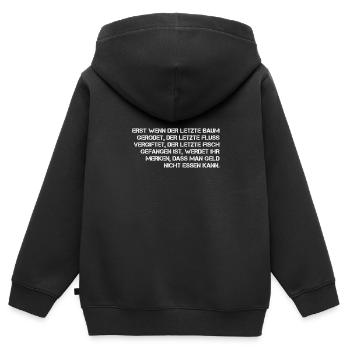 Umweltschutz Umweltverschmutzung Geld - Kinder Premium Organic Zip Hoodie - Schwarz - Hinten - AI Model Kid Male (0cm)