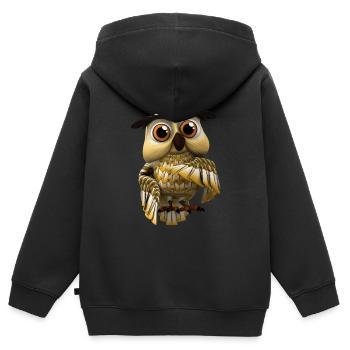 Farmerama Eule - Kinder Premium Organic Zip Hoodie - Schwarz - Hinten - AI Model Kid Male (0cm)