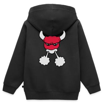 Stierkuh Kuh Stier angry bull comics Chicago - Kinder Premium Organic Zip Hoodie - Schwarz - Hinten - AI Model Kid Male (0cm)