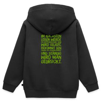 Wiedergeburt als Kaffeemaschine - Kinder Premium Organic Zip Hoodie - Schwarz - Hinten - AI Model Kid Male (0cm)