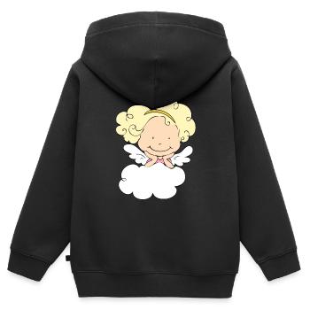 Little angel smile - Sweat Premium à capuche zippé enfant bio - noir - Dos - AI Model Kid Male (0cm)