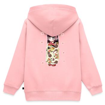 Japanisches süßes Kimono-Mädchen - Kinder Premium Organic Zip Hoodie - Rosa - Hinten - AI Model Kid Female (0cm)