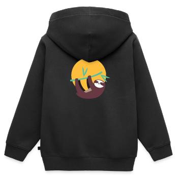 Faultier - Kinder Premium Organic Zip Hoodie - Schwarz - Hinten - AI Model Kid Male (0cm)