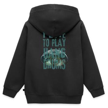 I LOVE TO PLAY HANG DRUMS handpan - Kinder Premium Organic Zip Hoodie - Schwarz - Hinten - AI Model Kid Male (0cm)