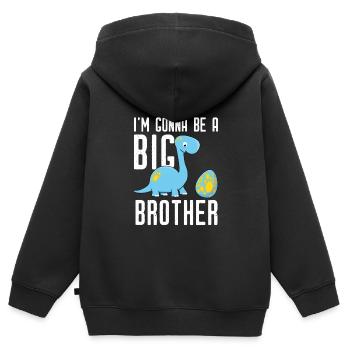Gonna be big brother- Ich werde großer Bruder Dino - Kinder Premium Organic Zip Hoodie - Schwarz - Hinten - AI Model Kid Male (0cm)