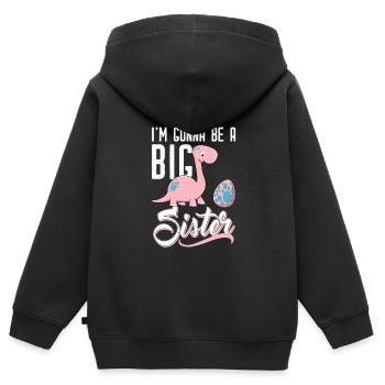 va pour être grande soeur je sera grande soeur - Sweat Premium à capuche zippé enfant bio - noir - Dos - AI Model Kid Male (0cm)