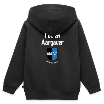 I be en Aargauer - Kinder Premium Organic Zip Hoodie - Schwarz - Hinten - AI Model Kid Male (0cm)