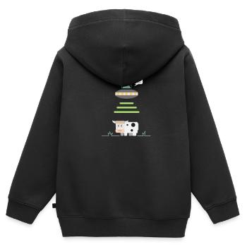 Alien abducting Cow - Kinder Premium Organic Zip Hoodie - Schwarz - Hinten - AI Model Kid Male (0cm)