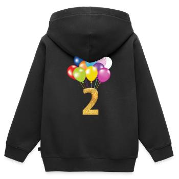 2 children birthday happy birthday - Kids Premium Organic Zip-up Hoodie - black - Back - AI Model Kid Male (0cm)