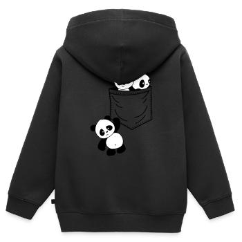 Panda poche - Sweat Premium à capuche zippé enfant bio - noir - Dos - AI Model Kid Male (0cm)