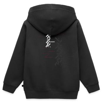 Cyber moderne 1 - Sweat Premium à capuche zippé enfant bio - noir - Dos - AI Model Kid Male (0cm)