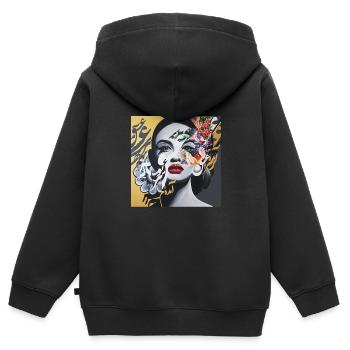 Calligraphy Persian Woman - Kids Premium Organic Zip-up Hoodie - black - Back - AI Model Kid Male (0cm)