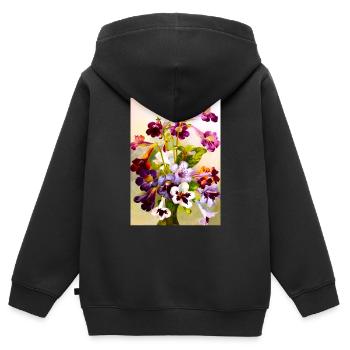 Violettes - Sweat Premium à capuche zippé enfant bio - noir - Dos - AI Model Kid Male (0cm)