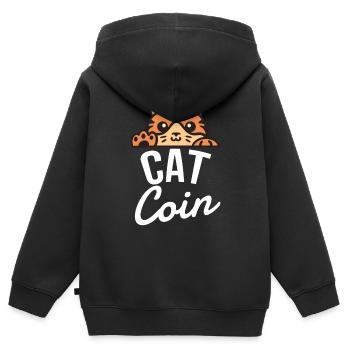 Kryptowährung Cat Coin - Kinder Premium Organic Zip Hoodie - Schwarz - Hinten - AI Model Kid Male (0cm)