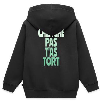 cherche pas t'as tort - Sweat Premium à capuche zippé enfant bio - noir - Dos - AI Model Kid Male (0cm)