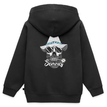 Servus Bayern Bayrisch Totenkopf - Kinder Premium Organic Zip Hoodie - Schwarz - Hinten - AI Model Kid Male (0cm)