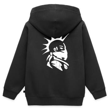 Punk - Kinder Premium Organic Zip Hoodie - Schwarz - Hinten - AI Model Kid Male (0cm)