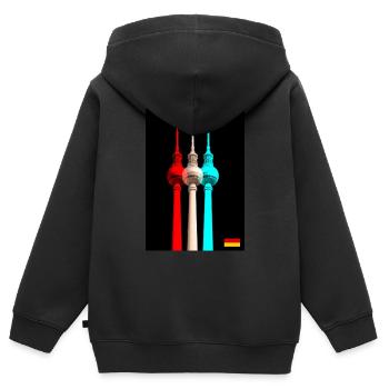 Tour de télévision de Berlin - Sweat Premium à capuche zippé enfant bio - noir - Dos - AI Model Kid Male (0cm)