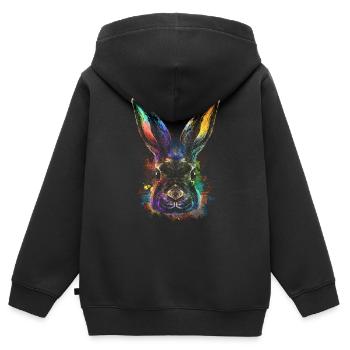 Lapin coloré Lapin Visage Rammler Lapin Lapin Élevage - Sweat Premium à capuche zippé enfant bio - noir - Dos - AI Model Kid Male (0cm)