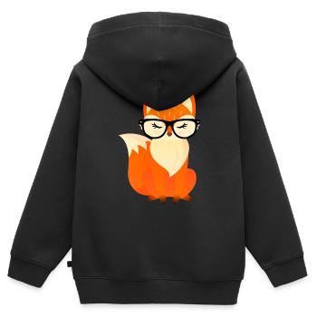 Clever Fox Schlaufuchs - Inscription à l’école - Sweat Premium à capuche zippé enfant bio - noir - Dos - AI Model Kid Male (0cm)