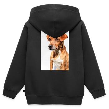 Hunde Portrait Weiß - Kinder Premium Organic Zip Hoodie - Schwarz - Hinten - AI Model Kid Male (0cm)
