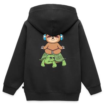Lazy - Kids Premium Organic Zip-up Hoodie - black - Back - AI Model Kid Male (0cm)