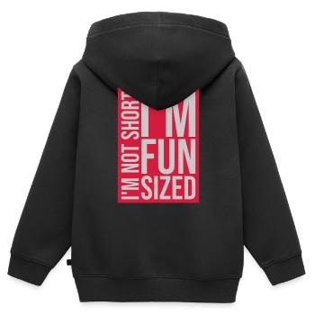 Pas court taille amusante - Sweat Premium à capuche zippé enfant bio - noir - Dos - AI Model Kid Male (0cm)