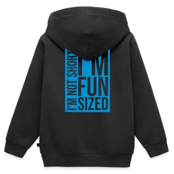 Pas court taille amusante - Sweat Premium à capuche zippé enfant bio - noir - Dos - AI Model Kid Male (0cm)