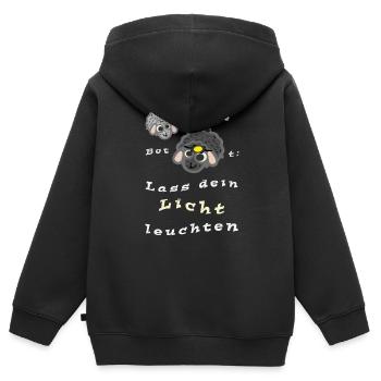 Lass dein Licht leuchten - Kinder Premium Organic Zip Hoodie - Schwarz - Hinten - AI Model Kid Male (0cm)