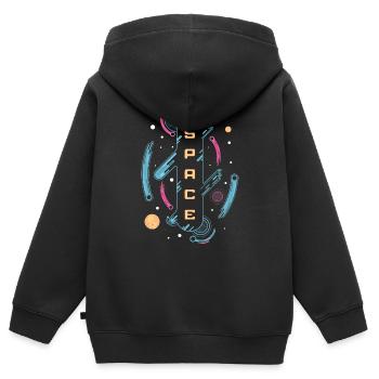 Kosmos - Kinder Premium Organic Zip Hoodie - Schwarz - Hinten - AI Model Kid Male (0cm)