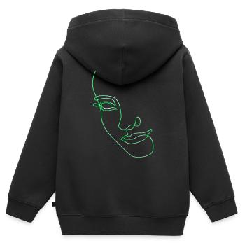 Line Art weibliche Silhouette Weibliche Gesichter Gesicht - Kinder Premium Organic Zip Hoodie - Schwarz - Hinten - AI Model Kid Male (0cm)