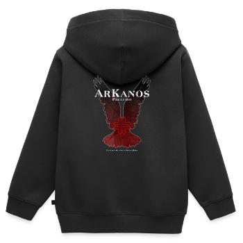 Prélude d’Arkanos - Sweat Premium à capuche zippé enfant bio - noir - Dos - AI Model Kid Male (0cm)