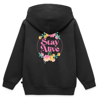 Stay Alive - Kinder Premium Organic Zip Hoodie - Schwarz - Hinten - AI Model Kid Male (0cm)